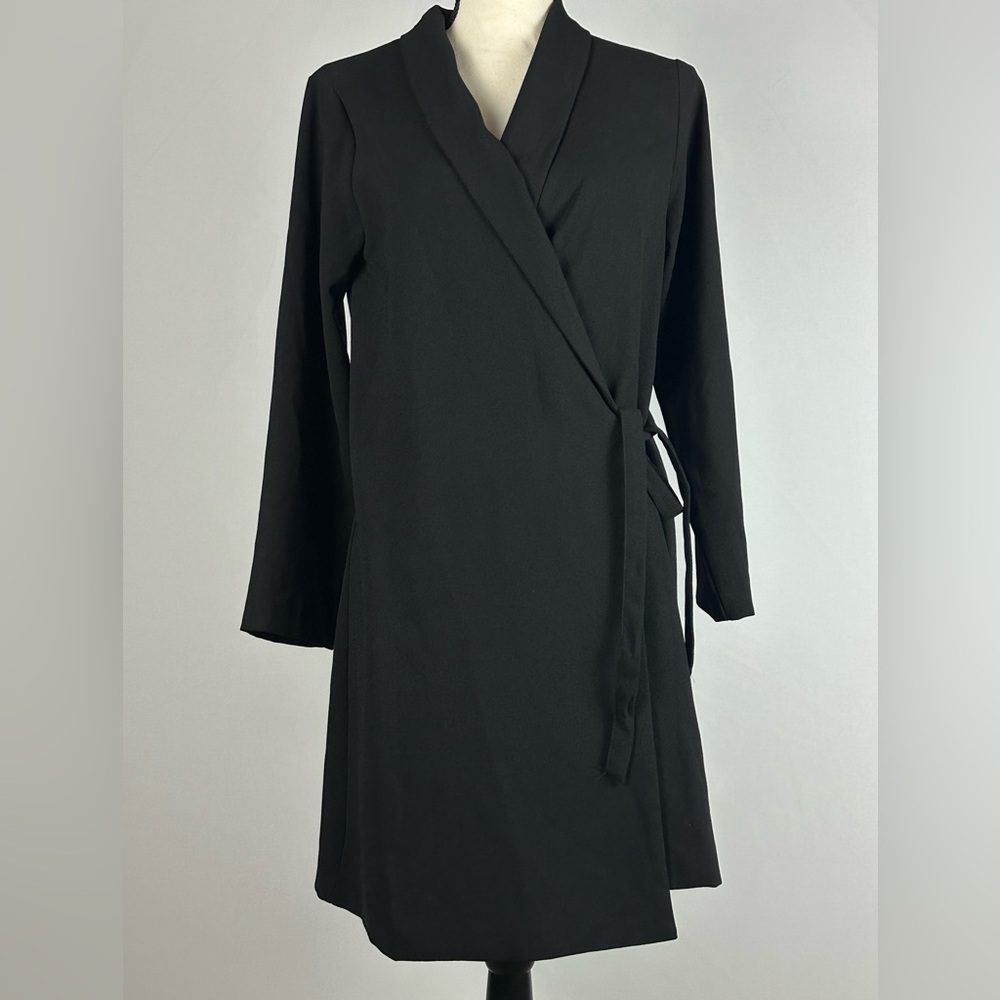 ZARA WOMAN black wrap around coat dress - size smalll
